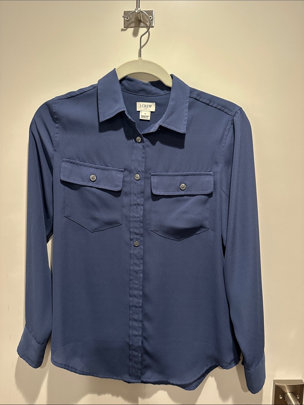 J. Crew Navy-Blue Button Front Blouse